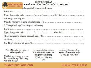Mẫu đơn xác nhận thân nhân liệt sỹ